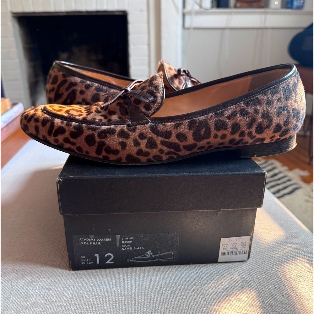 J. Crew Academy Loafers in Calf Hair sz 12